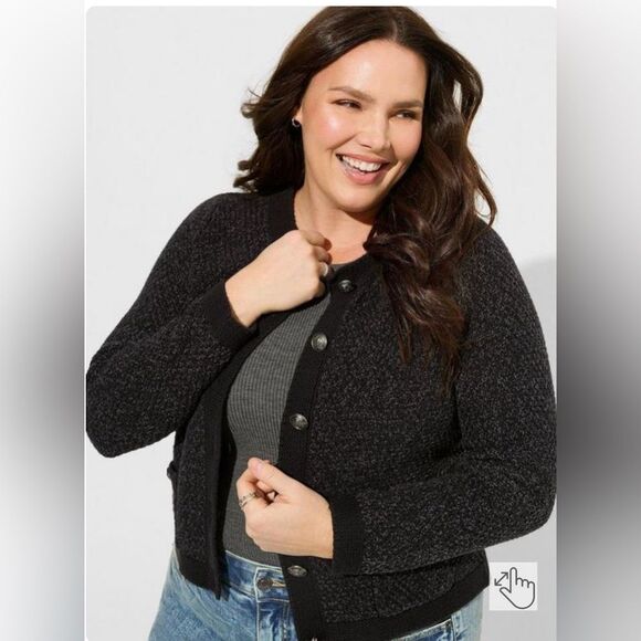 Torrid Button Up Long Sleeve Round Neck Cotton Blend Sweater size 2 size 18 - Picture 3 of 14